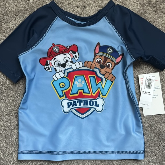 NWT Nick Jr Old Navy Paw Patrol Swim Rashguard Top Shirt Toddler Blue 18-24m UPF - Picture 3 of 4